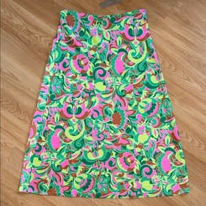 NWT J Crew Floral Pattern Midi Slip Skirt XS Pink Green psychedelic